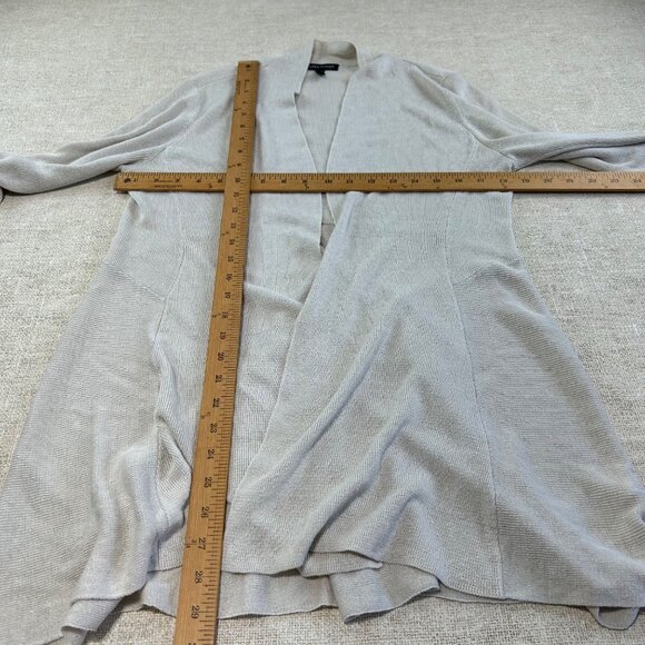 Eileen Fisher Women's SZ Small Gray Beige 100% Linen Open Front Cardigan - Picture 8 of 9